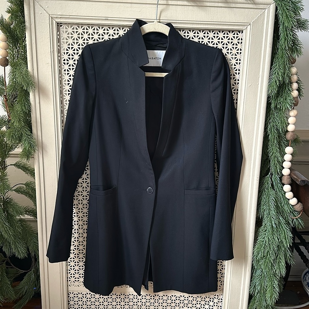 Long Fitted Single Button Black Blazer - image 1